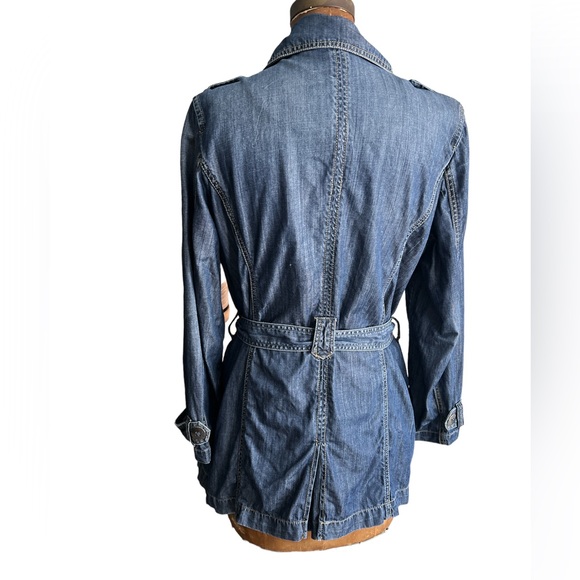 CHICO’S DENIM TRENCH JACKET CHICO SIZE 2=SIZE 12-14 EUC OOS ON WEBSITE - Picture 2 of 9